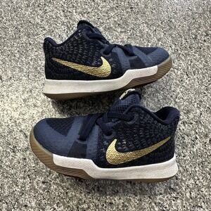Nike Kyrie 3 TD Toddler Size 5C Baby Shoes Blue Gold White 869984-400